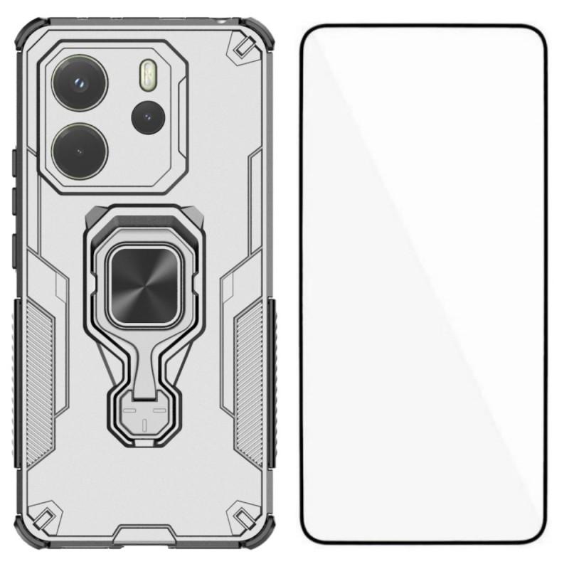 

Для Xiaomi Redmi Note 14 4G (163,25 мм) Чохол для телефону WANLONFENG PC TPU Задня кришка Підставка з Загартованим склом B
