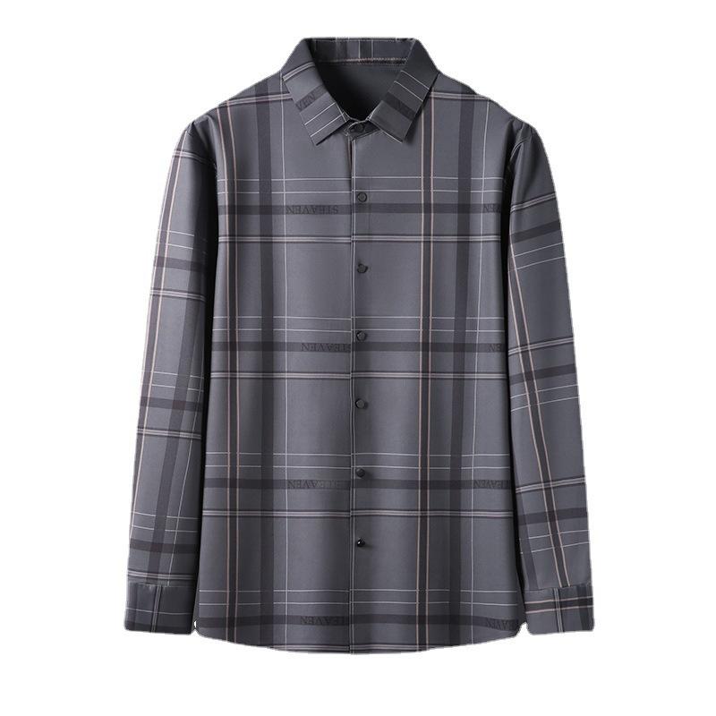 Spring and Autumn Men's Long-Sleeved Shirt Men's Plaid Long-Sleeved Shirt Young and Middle-Aged Casual Men's Clothing