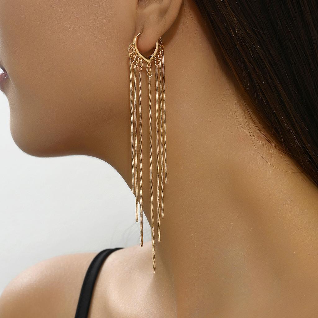 Older Tassel Earrings Women'S Temperament Simple And Thin Chain Ear Buckles Earrings Heart Shape