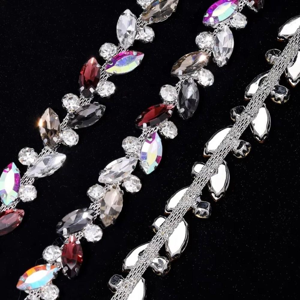 1Yard/90cm Rhinestone Border Multi-color Crystal Versatile Diamond Ribbon self-adhesive DIY Rhinestone Chain