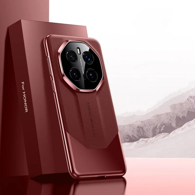 Étui de téléphone en cuir épissé pour Honor Magic 7 Lite 7Pro Coque antichoc plaquée mate pour Honor X9C Smart Magic 7 6Pro 300 200