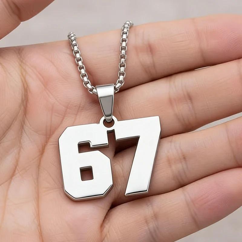 Punk Retro Style Minimalist Versatile 67 Sports Jersey Digital Pendant Casual Fashion Necklace