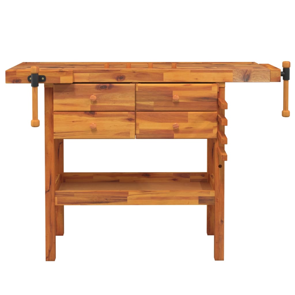 Vidaxl Banco da Lavoro con Cassetti e Morsa, 124x52x83 cm, Acero