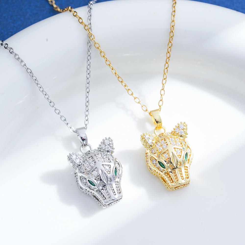 Collana a Leopardo Placcata Oro 18K con Zirconio e Acciaio al Titanio
