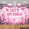 2D Junggesellinnen-Foto-Hintergrund Pinke Cowgirl „Let’s Go Girls“ Hintergrundtuch
