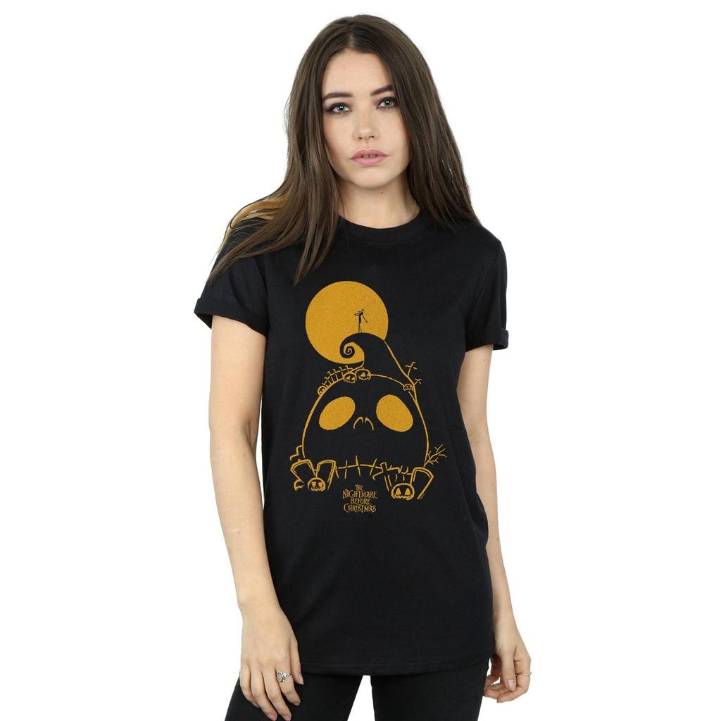 Disney Damen/Damen Nightmare Before Christmas Jack Skellington Cemetary Baumwoll-Boyfriend-T-Shirt