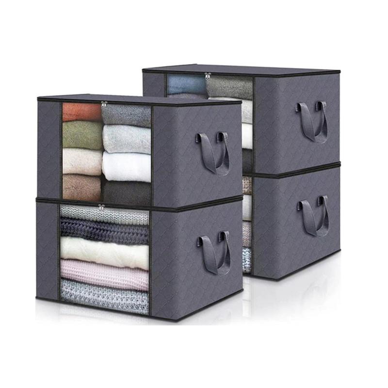 1/2/5PCS 90L Non-woven Storage Containers Foldable Blanket Clothes Storage Bag For Organizing Bedroom Closet Large Capacity