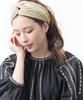 VINGTAINE Pleated Turban Hairband with Ribbon Perfect for Resort or Mature Beige Tie, Updos, HB-116-BE-
