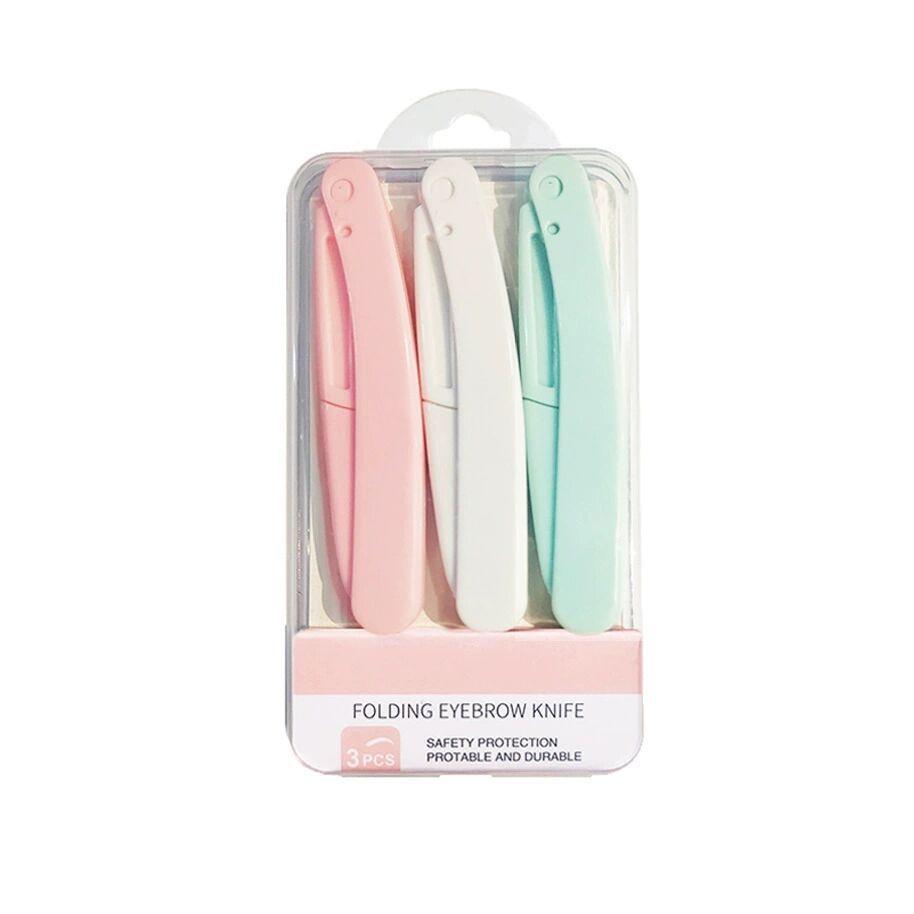 Women's Safe Foldable Eyebrow Razor Set with Anti-Scratch Blades - Ideal for Beginners
