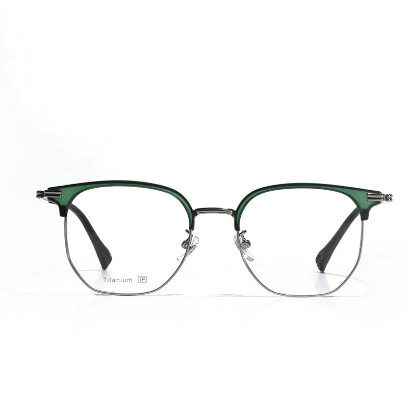 Retro Glasses Frame, Metal Titanium Eyebrow Mirror Frame, Men'S And Women'S Myopia Can Be Equipped With Flat Glasses