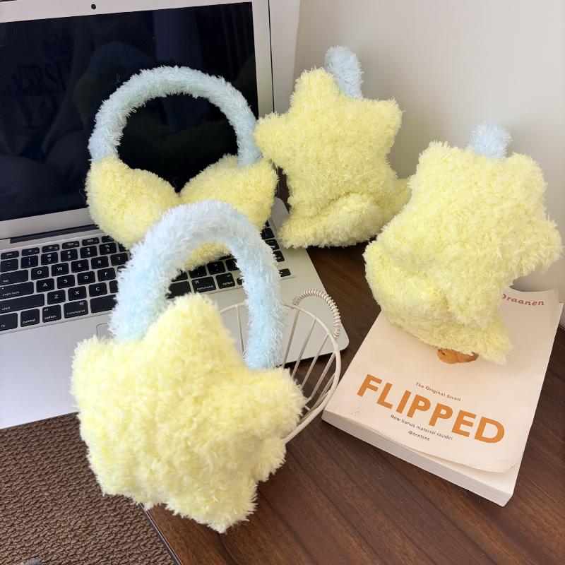 Cute Star Earmuffs Plush Fluffy Outdoor Warm Windproof Ear Muffs Kawaii Sweet Cycling Ear Winter Warmth Outdoor Accessories