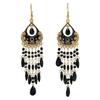 Bohemian Crystal Tassel Earrings - Ethnic Style, Slim Face, Exaggerated Design for Travel