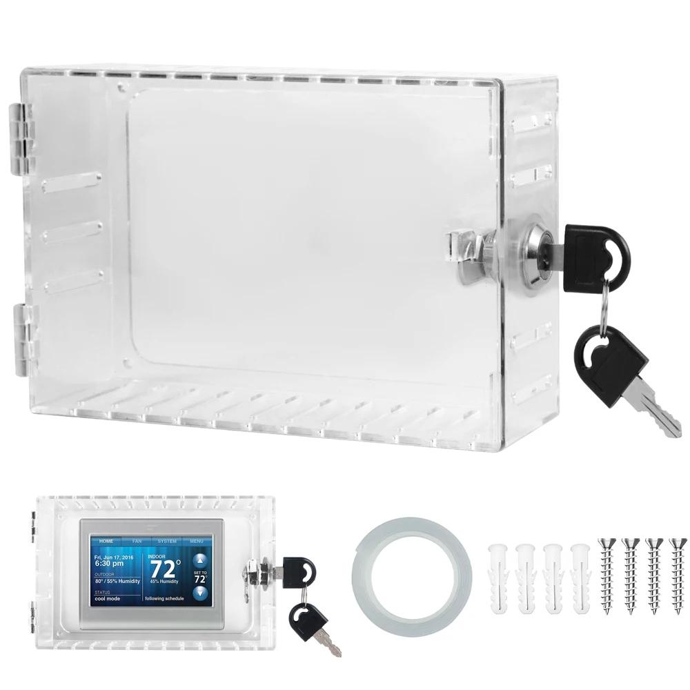 Universal Thermostat Lock Box with Key Acrylic Thermostat Cover with Lock Large Thermostat Guard Easy To Install for Home