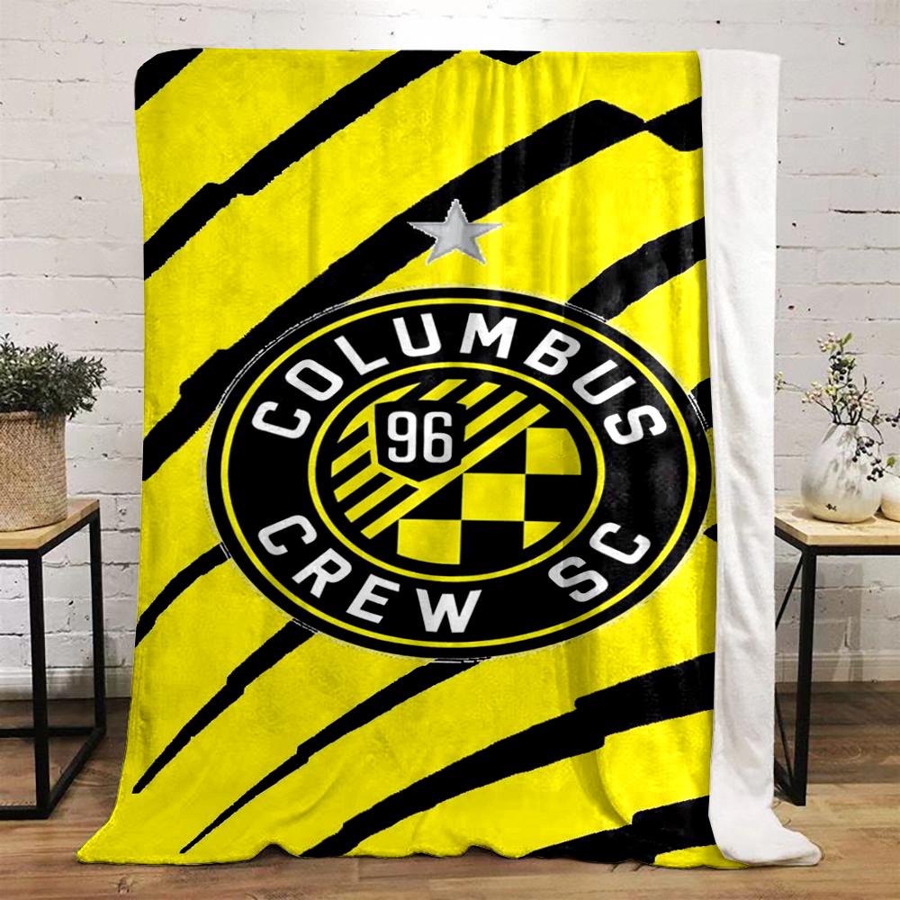 Yellow Stripes with Crest Design Printed Flannel Blanket for Bedroom, Living Room, Sofa, and Nap