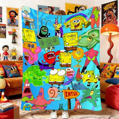 Spread On the Bed Blanket S-Sponge-Bobs Fluffy Soft Blankets for Baby Home and Decoration Anime Sofa Bedspreads Picnic Throw Nap
