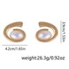 Fashionable and trendy alloy geometric spiral imitation pearl ear studs, retro, individual and exaggerated design sense earrings