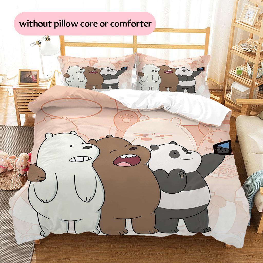We Bare Bears Pattern Bedding Quilt Set  Home Decoration  Gift (1 * duvet cover + 2 * pillowcase  without core)
