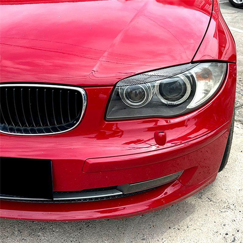 Car Headlight Eyebrow Replacement Accessories For BMW 1 Series E81 E82 E87 E88 2008-2013 Car Eyelids Lids Carbon Fiber Pattern