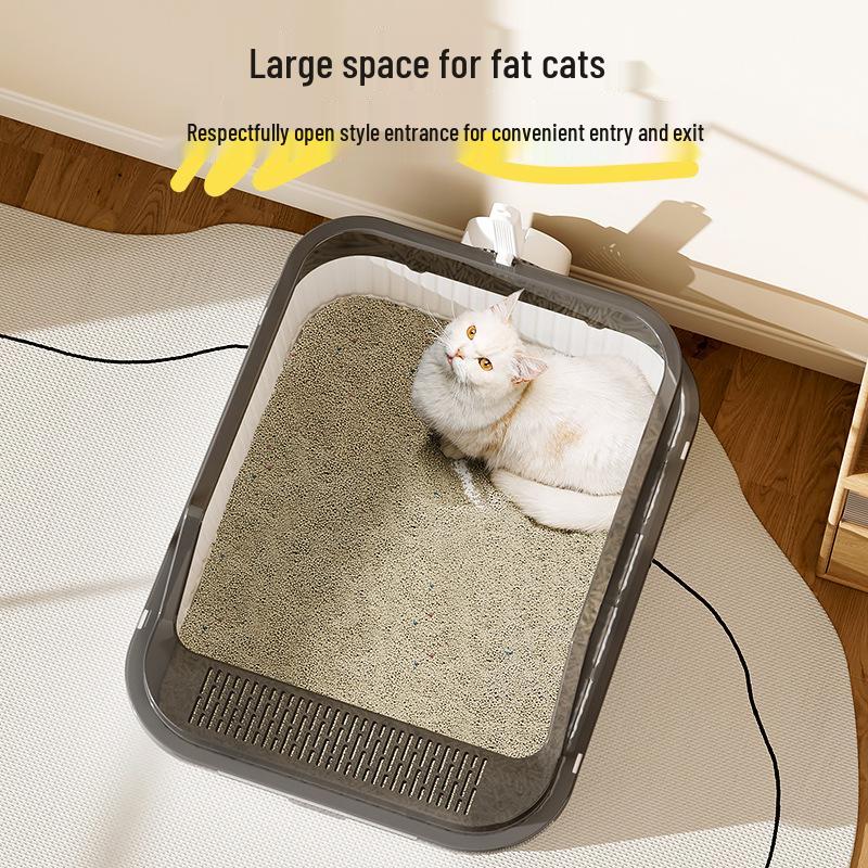 Extra Large Anti-Splash Cat Litter Box: Semi-Enclosed Tray for Large Cats and Kittens