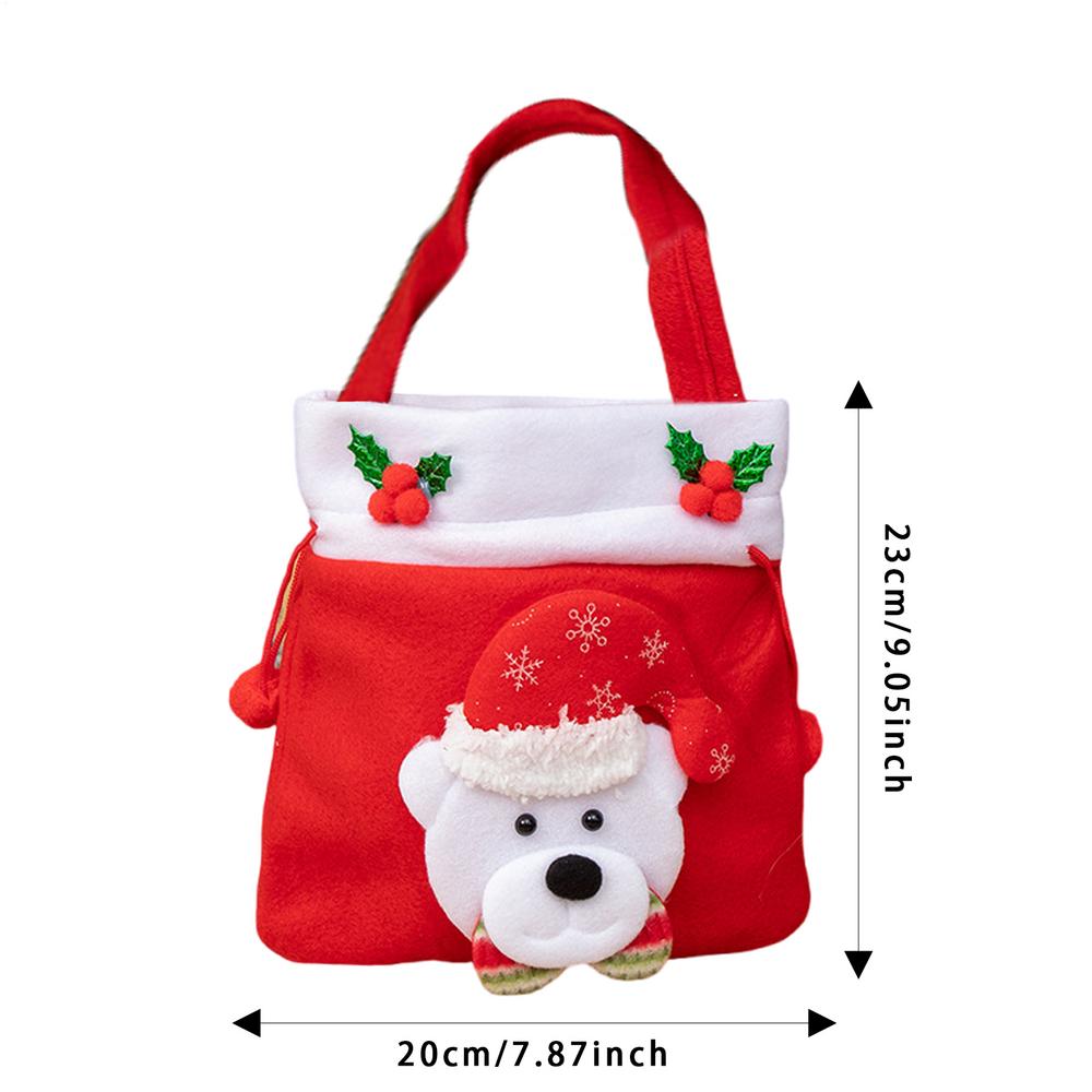Petit sac de friandises de Noël Pochette réutilisable à dessin animé Sac à cordon pour Noël Pour gelée, sucettes, chocolat, jouets pendant