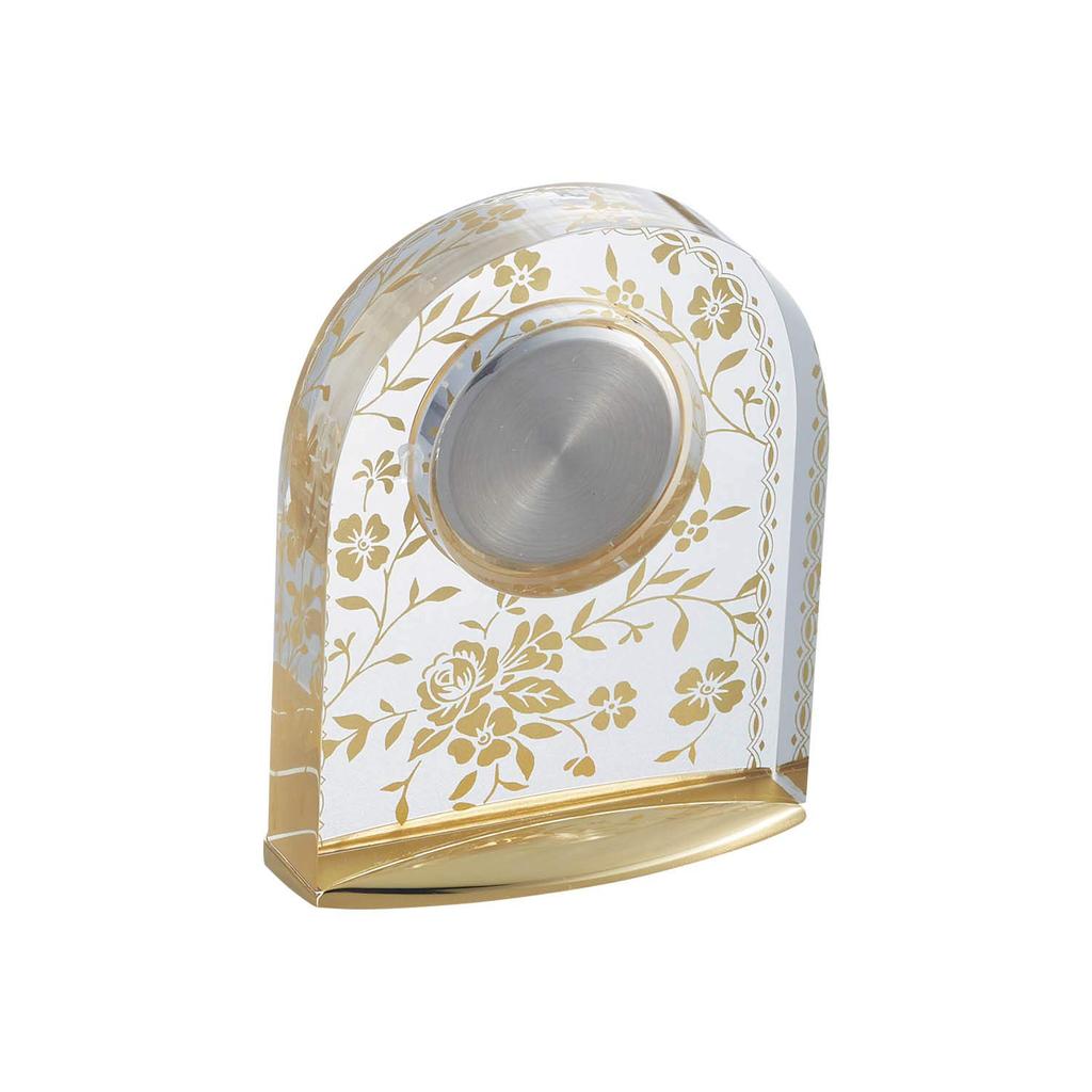 Noritake Table approximately and Rose 1 Gold Clock, 8.5cm high, 6.5cm wide, 2.5cm deep, Gold, piece, Acrylic, MC10/AC-CL
