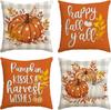 Fall Thanks Pumpkin Leaves Throw Pillow Covers 4pcs,  Autumn Thanksgiving Harvest Polka Dot Orange Decorations for Sofa Couch