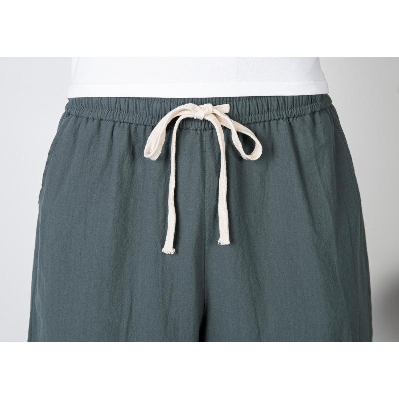 Men'S Linen Shorts Solid Color Loose Straight-Leg Beach Pants Cotton-Linen Plus SizeTrousers