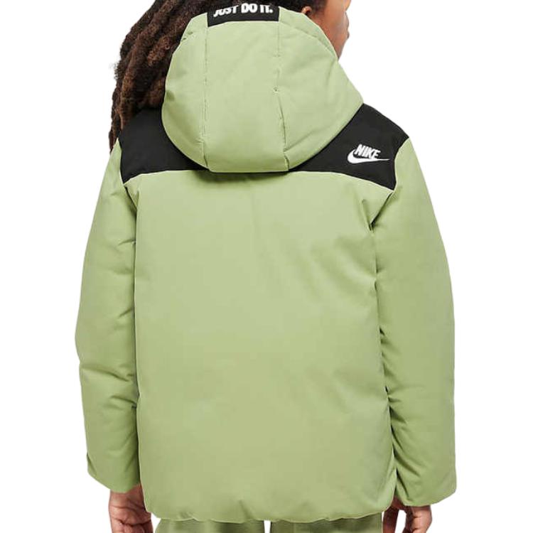 Nike Down Jacket Hooded Warm Water Resistant Kids Jackets Oil-Green HQ7165-386
