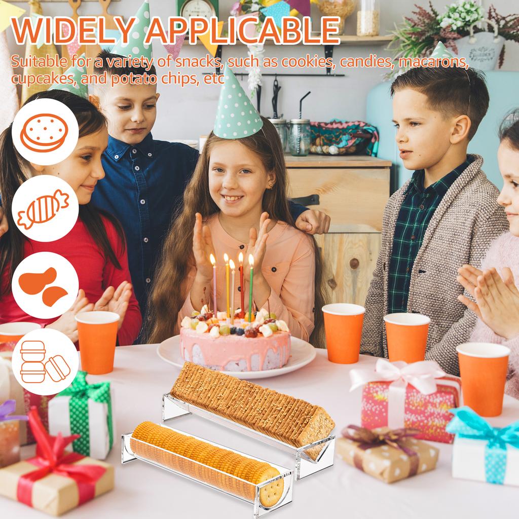 2Pcs Acrylic Food Display Stands Rectangular Clear Cracker Holder for Wedding Home Party Events Serving Snacks Donuts Bread