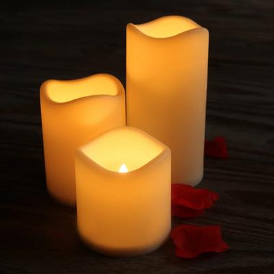 3 Waterproof Outdoor Battery Powered Flame Free LED Pillar Candles Remote Control Flashing Plastic Resin Electric for Patio Lantern Decorations