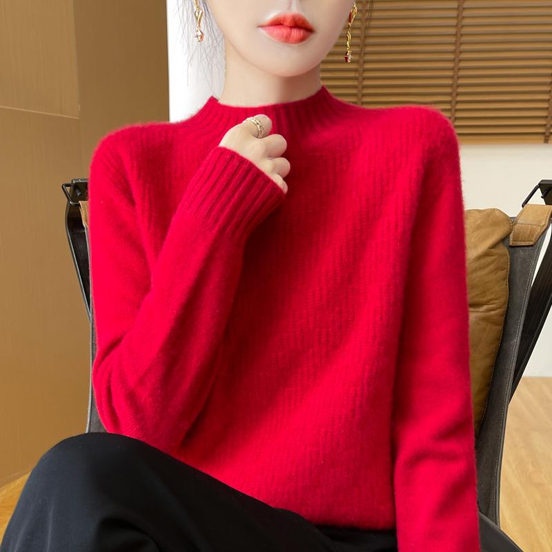 Women's cashmere sweater Qinghe cashmere 30% cashmere 70% wool autumn and winter pullover warm and fashionable