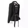 Women's Rhinestone Bow Jacket with Back Cross and Hollow-Out Design - Spring Collection 2025 Slim Fit Waist-Cinching Blazer