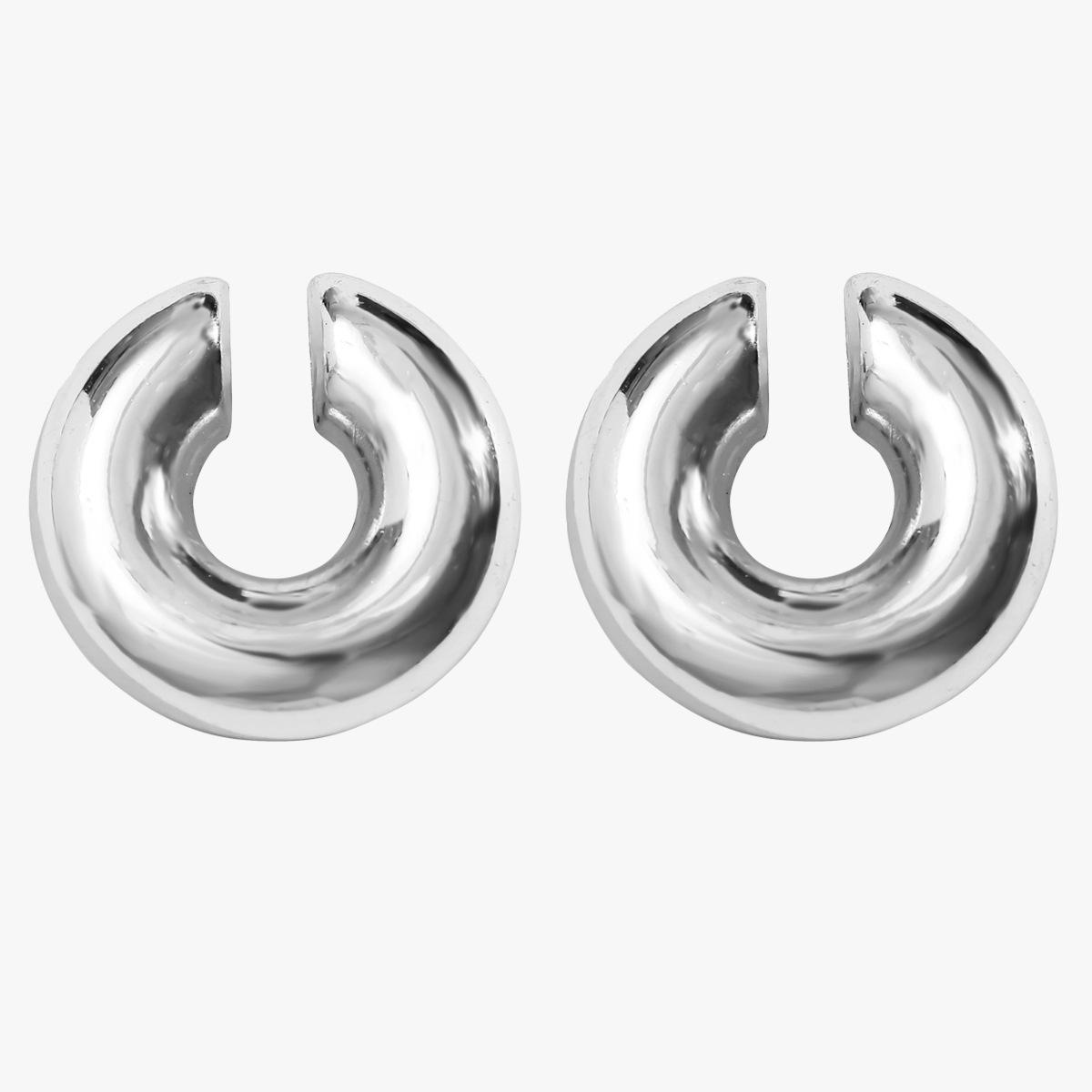 Fashion Copper Metal Zircon Ear Clip for Women Gold Plated Punk No Pierced Chunky C Shape Geometric Ear Cuff Stud Jewelry Gifts