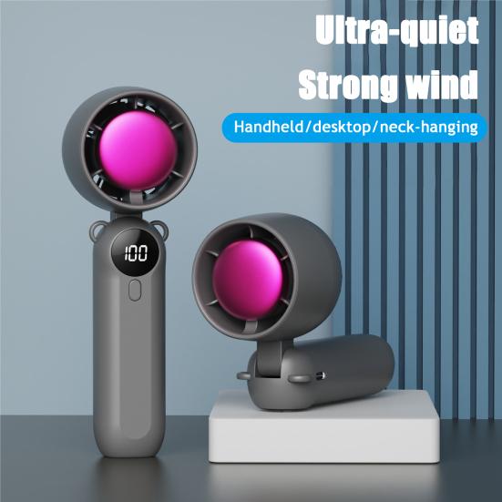 Yousheng Handheld Fan, with Intelligent Digital Power Display, Brushless Motor Quiet Strong Wind Foldable Fan, Ice Cooling Design Type-C Rechargeable
