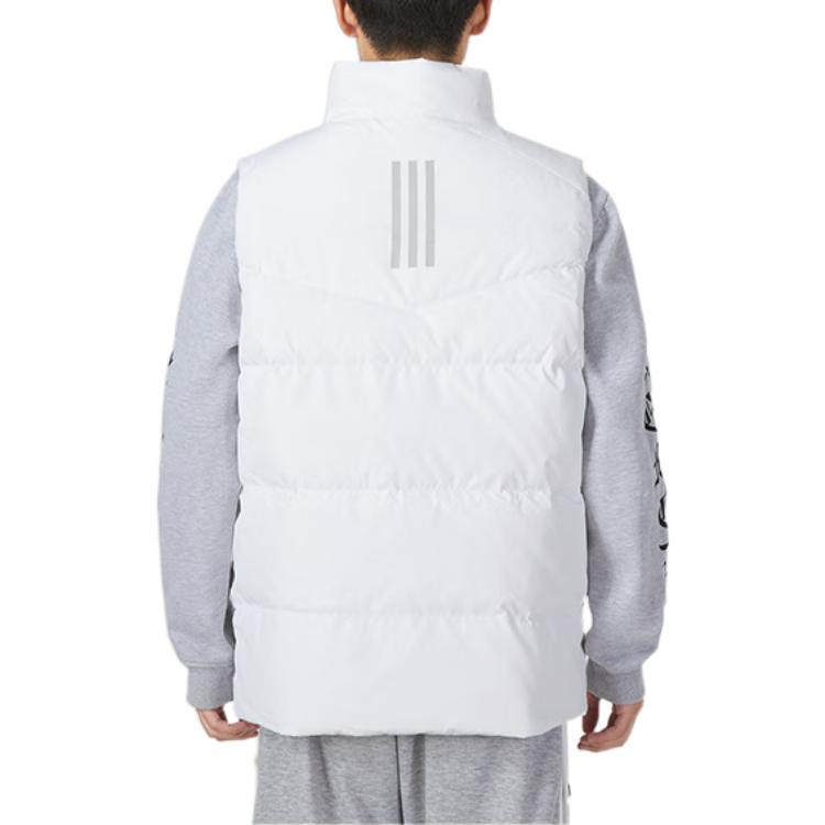 adidas Düz Renk Fermuarlı Dik Yaka Baskılı Logolu Yelek Erkek Dış Giyim Beyaz HN4406