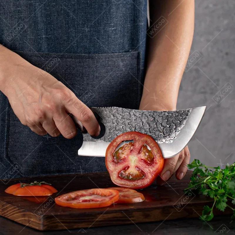 WXCOO Kitchen Knives Chef Knife Hand Forged Blade Vegetables Chop Meat Fish Butcher Knife Cleaver Handle Wood Knife