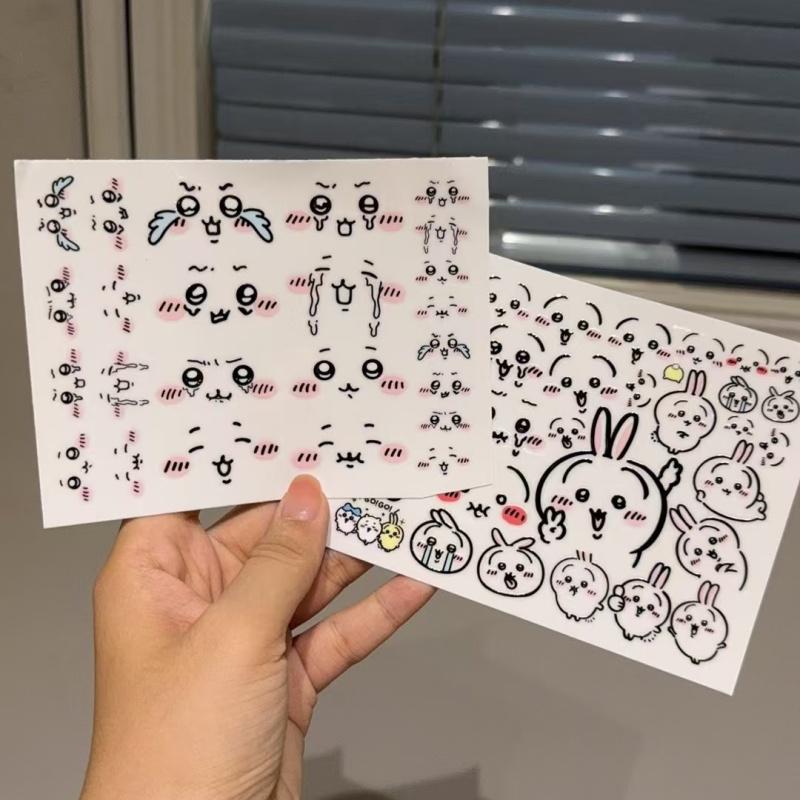 Chiikawa Usagi Transfer Stickers Cute Character Face Crystal Decals DIY For Charger Phone Case Anime Collectible Decoration Gift 6