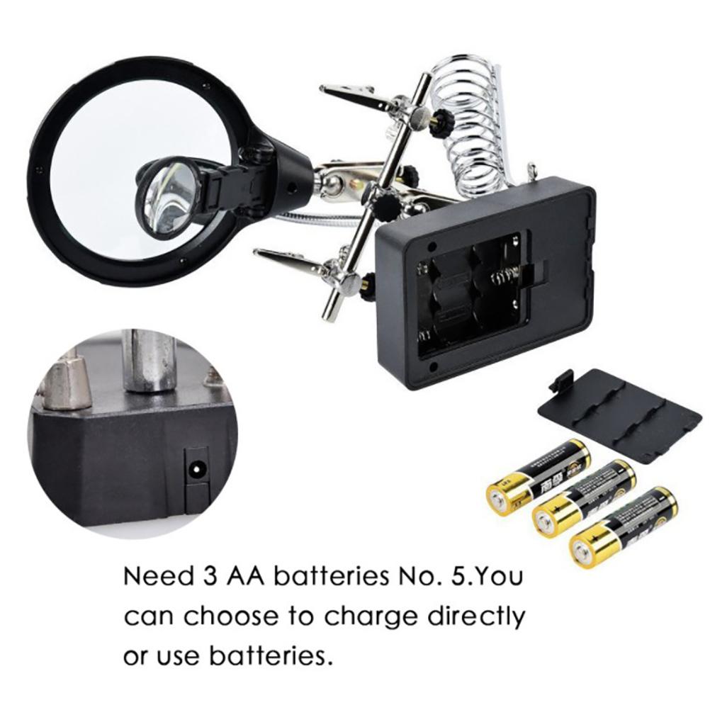 Lupă de birou Stație de lipit Lumină LED Lupă Stand cu clemă și clipsuri