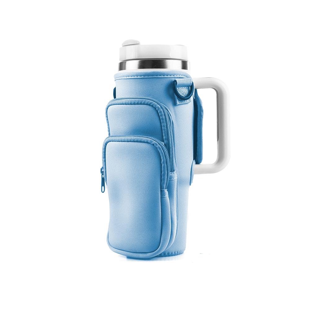 Water Bottle Carrier Bag for 30/40 oz Tumbler with Phone Pocket and Adjustable Strap for Walking Hiking Camping Travelling