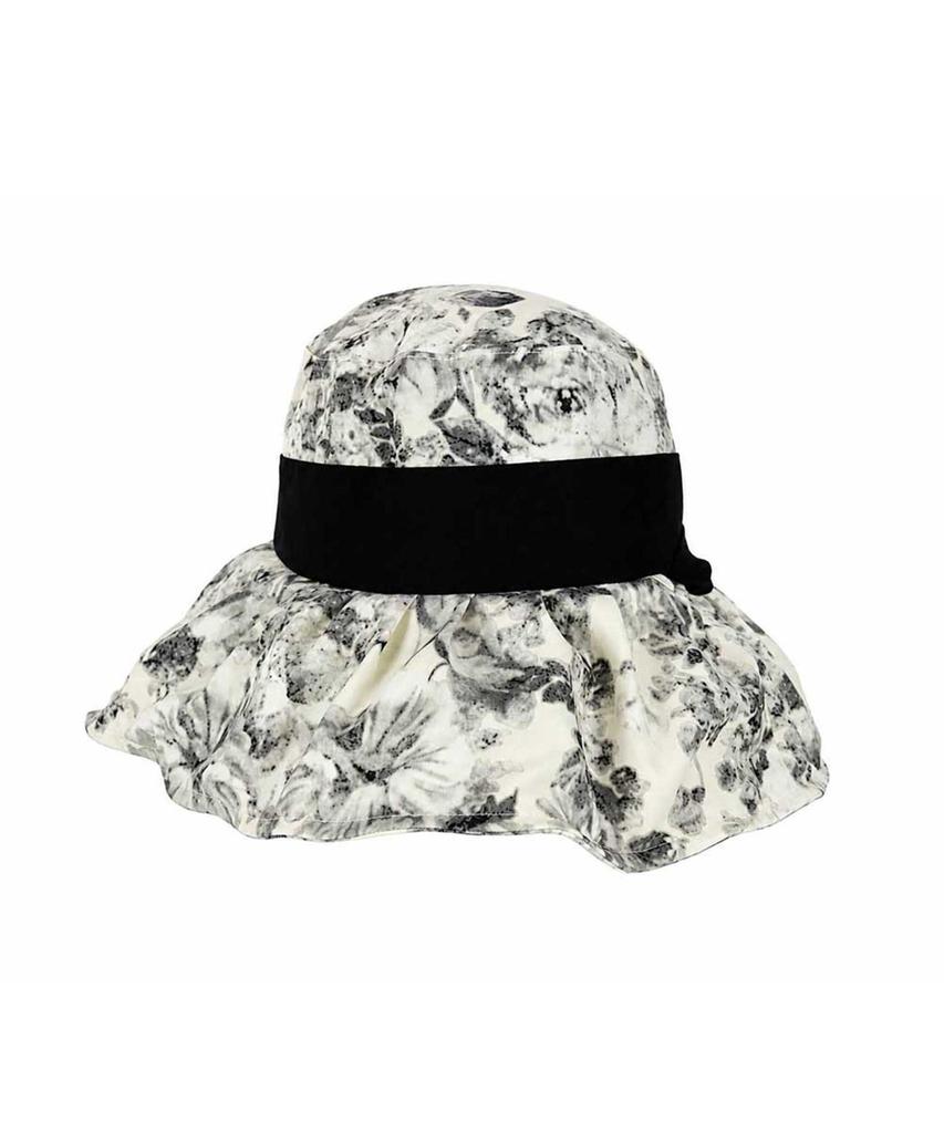 Emdijiti Floral Pattern Ribbon Bucket Floppy Hat_Ivory [Mdf2Ugc011]