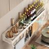 2023 White Kitchen Organizer Rack Multi-Functional Seasoning Knife Rack Wall-Mounted Storage Chopping Board Seasoning Rack