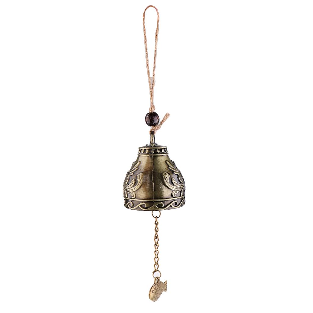 Lucky Feng Shui Bell Buddha Coin for Wealth and Safe & Success - Home Garden Patio Tree Car Interiors Hanging Charm Wind Chime