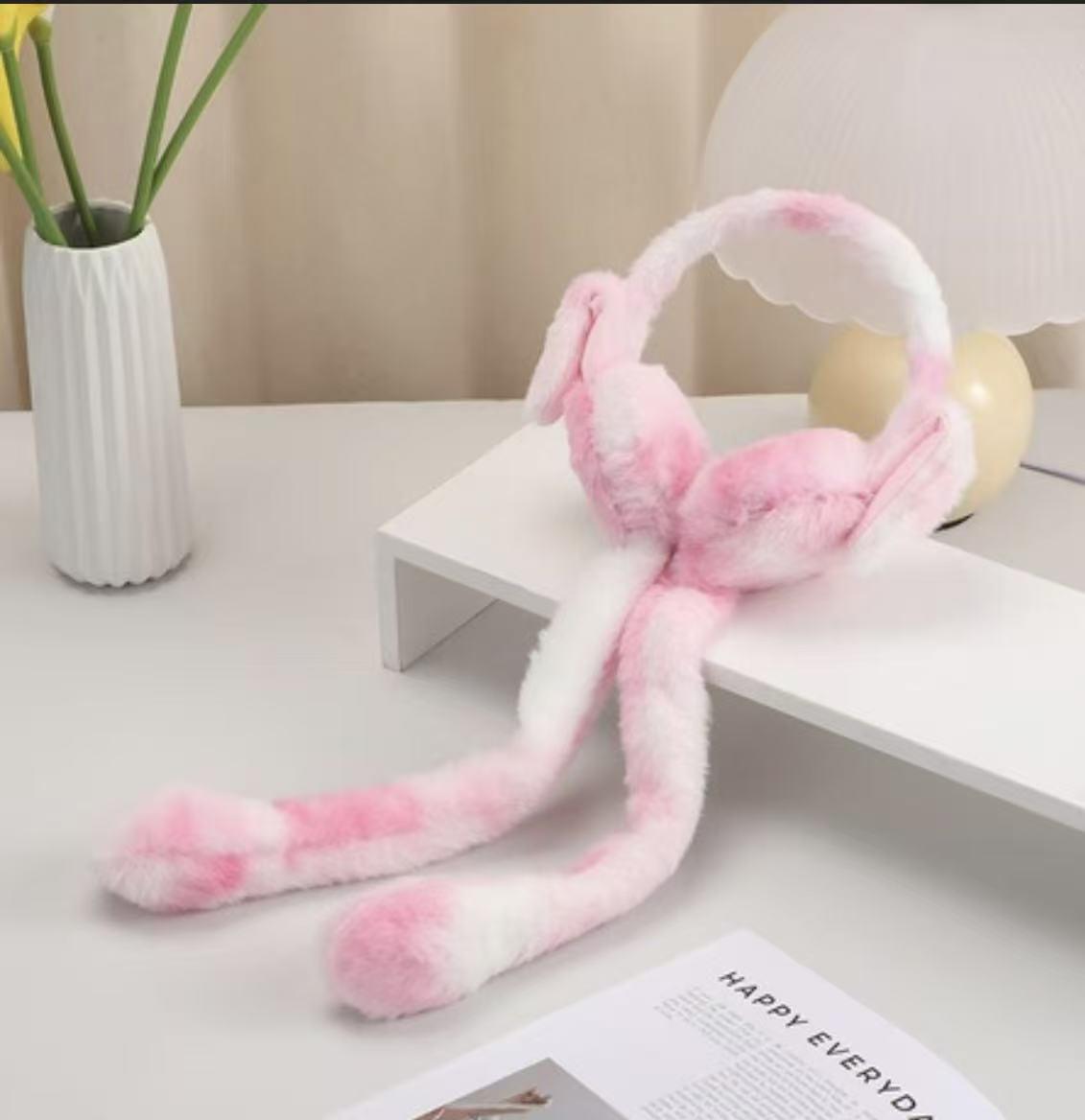 

Colorful Plush Rabbit Ear Winter Earmuffs - Thick, Cute, Fleece-Lined for Snowy Days рожевий