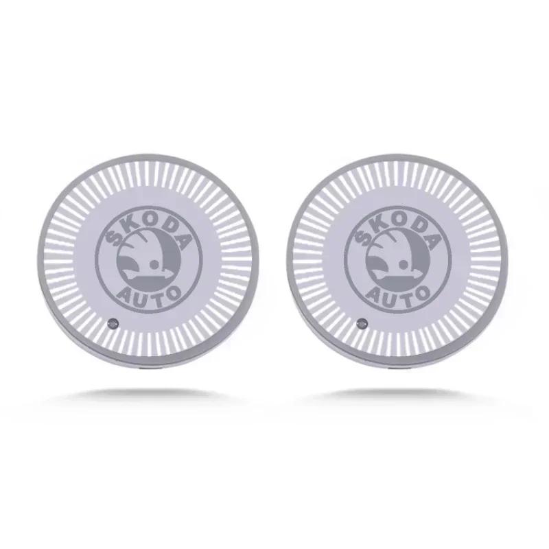 Car Sticker 2026 Hot for Skoda Car LED Water Coaster Cup Anti-Slip Mat Luminous Drink Holder Lamp Octavia A5 A7 Fabia Superb Kam