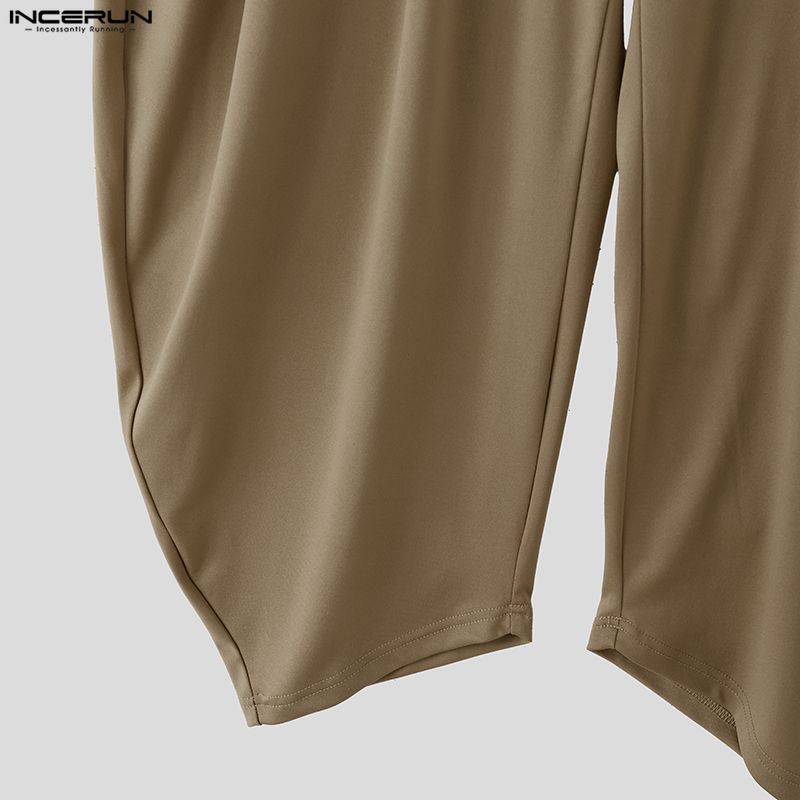 INCERUN Men Zipper Waist Casual Long Drop-crotch Pants Harem Trousers