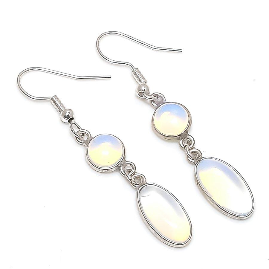 

Натуральный молочный опал драгоценный камень 925 стерлинговое серебро ювелирное изделие серьга 1,89 v9V90