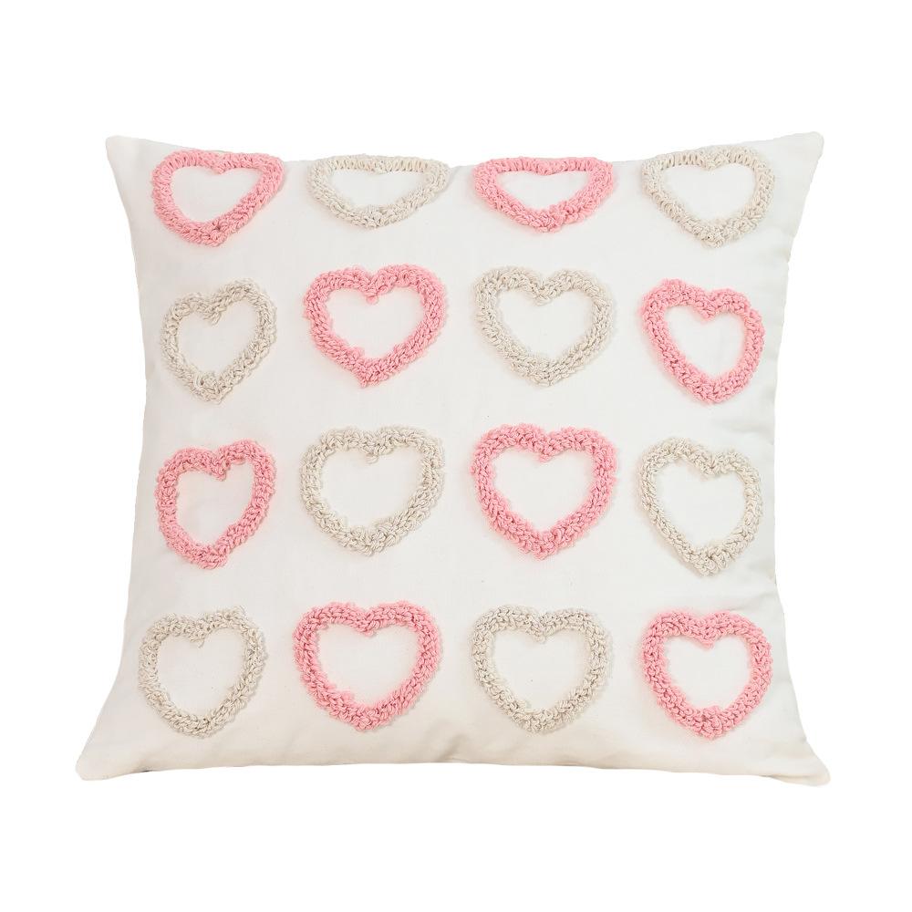 

Plump Tufted Pillow Cover Cojines Three-Dimensional Heart-Shaped Embroidered Valentine s Day Sofa Pillowcase Home Decoration 45x45cm