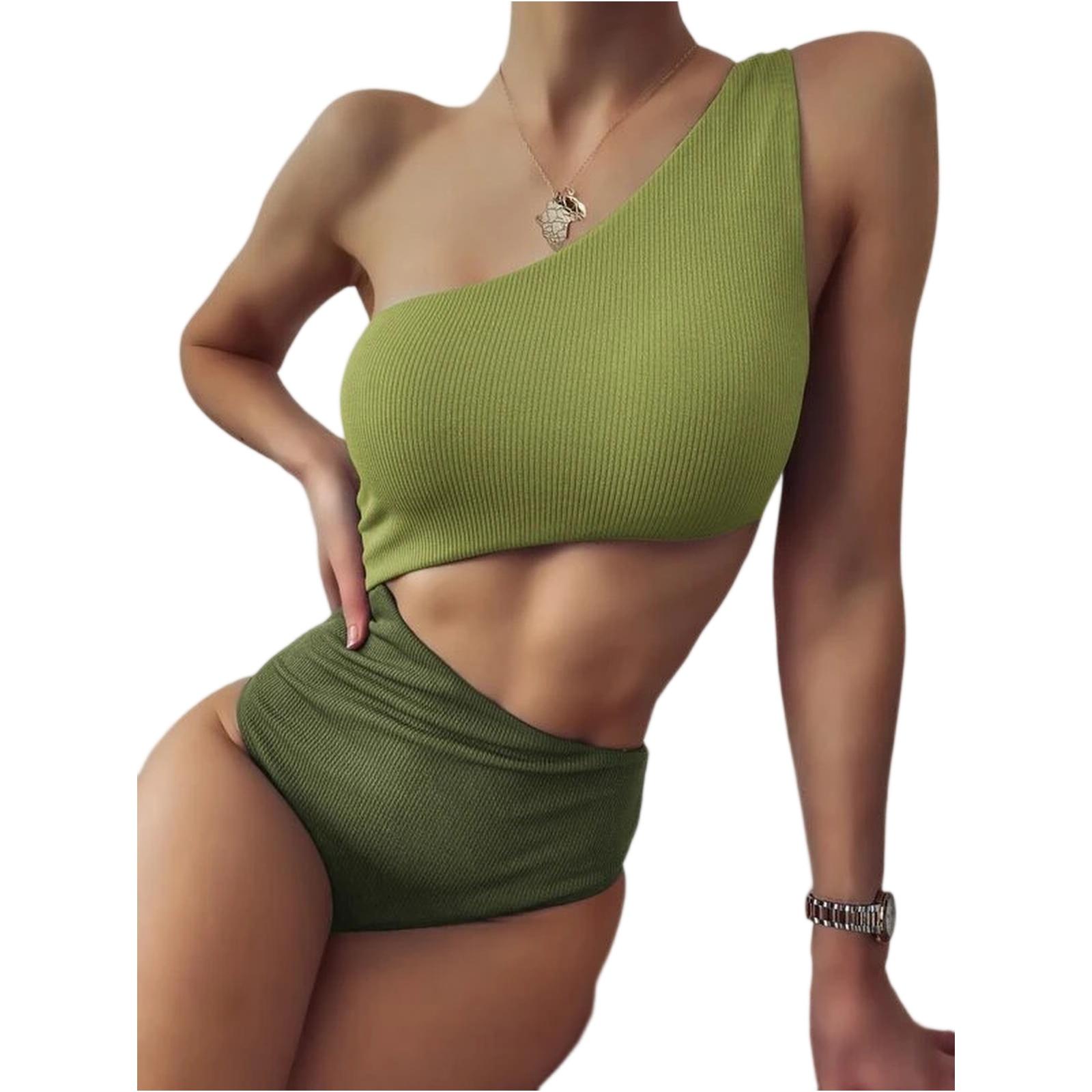 Women s Fashionable, Sexy, One-piece Slimming Swimsuit For Hot Spring Resorts L армия зеленый