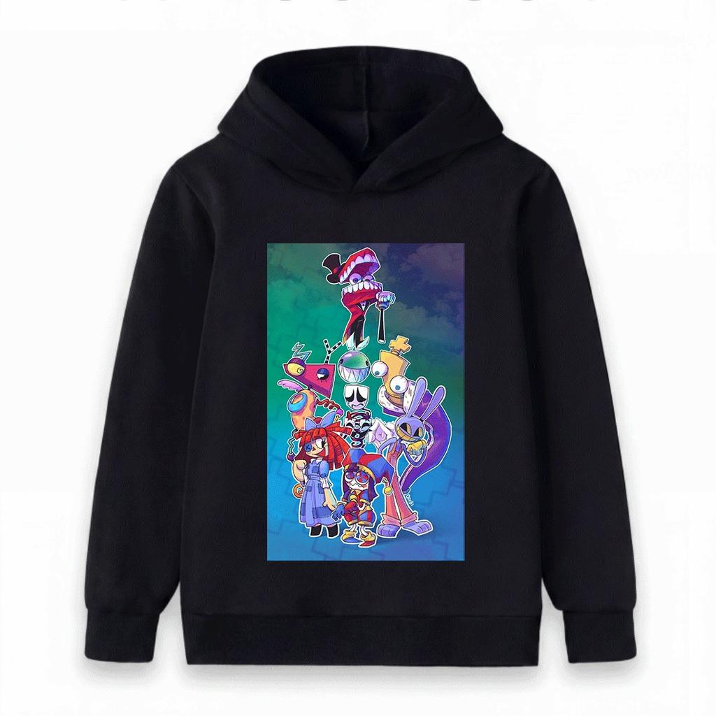 Kids Boys Girls The Amazing Digital Circus Print Hoodie Casual Long Sleeve Pullover Sweatshirt For Children Streetwear Tops