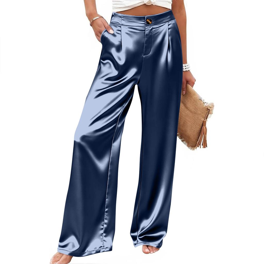 Women's Casual And Fashionable Color Loose Pants With Pocketes
